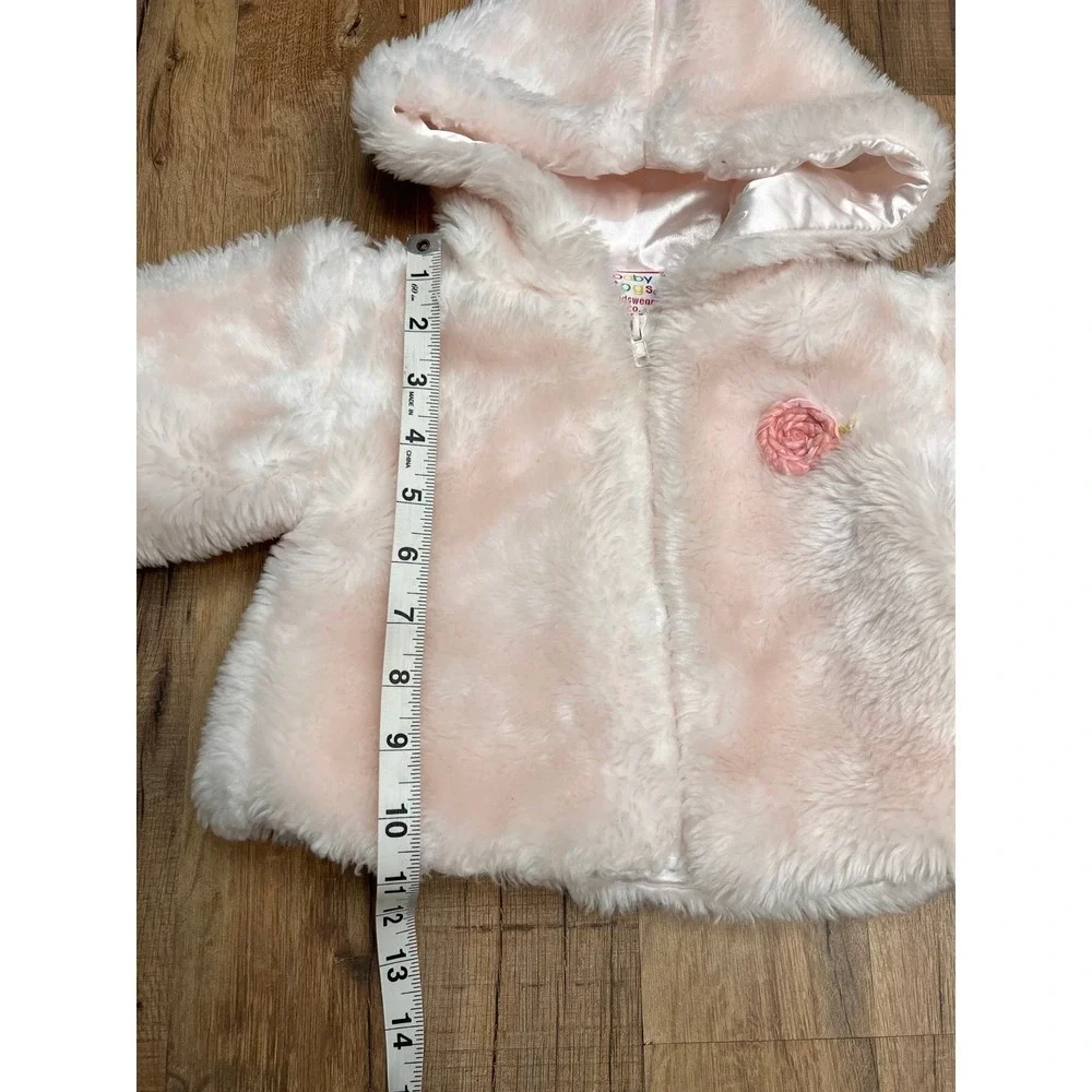 Baby Togs Pink Faux Fur Hooded Jacket 3-6M Cozy Winter Baby Coat‎
